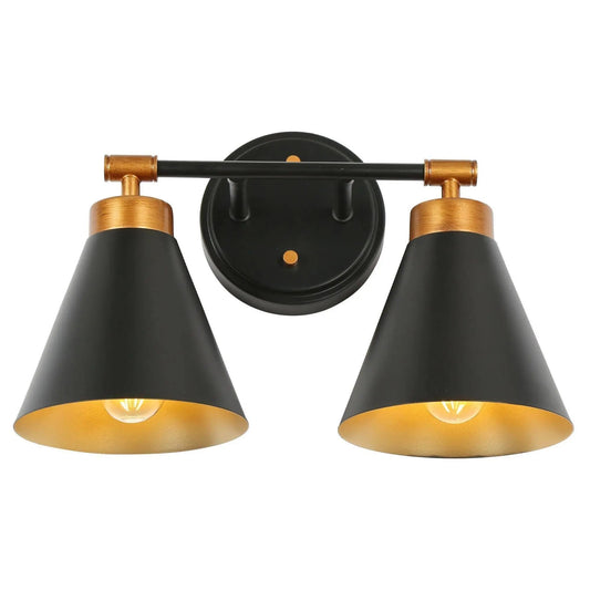 Tourmaline 2-Light Black and Brass Vanity Light