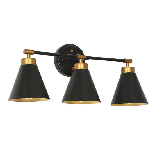 Tourmaline 3-Light Black and Brass Vanity Light