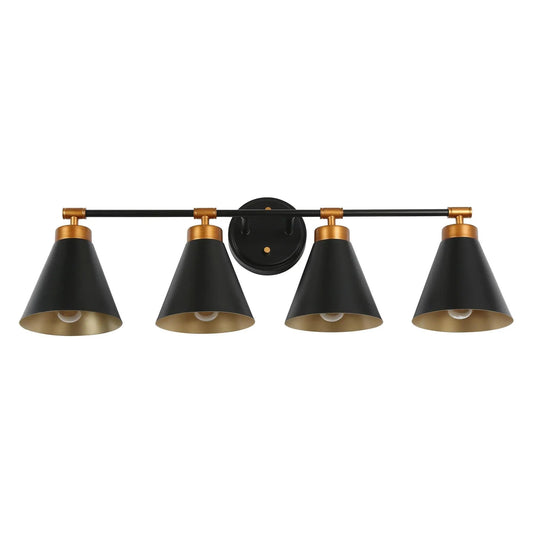 Tourmaline 4-Light Black and Brass Vanity Light