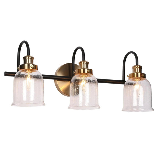 Thelonious 3-Light Black and Brass Vanity Light