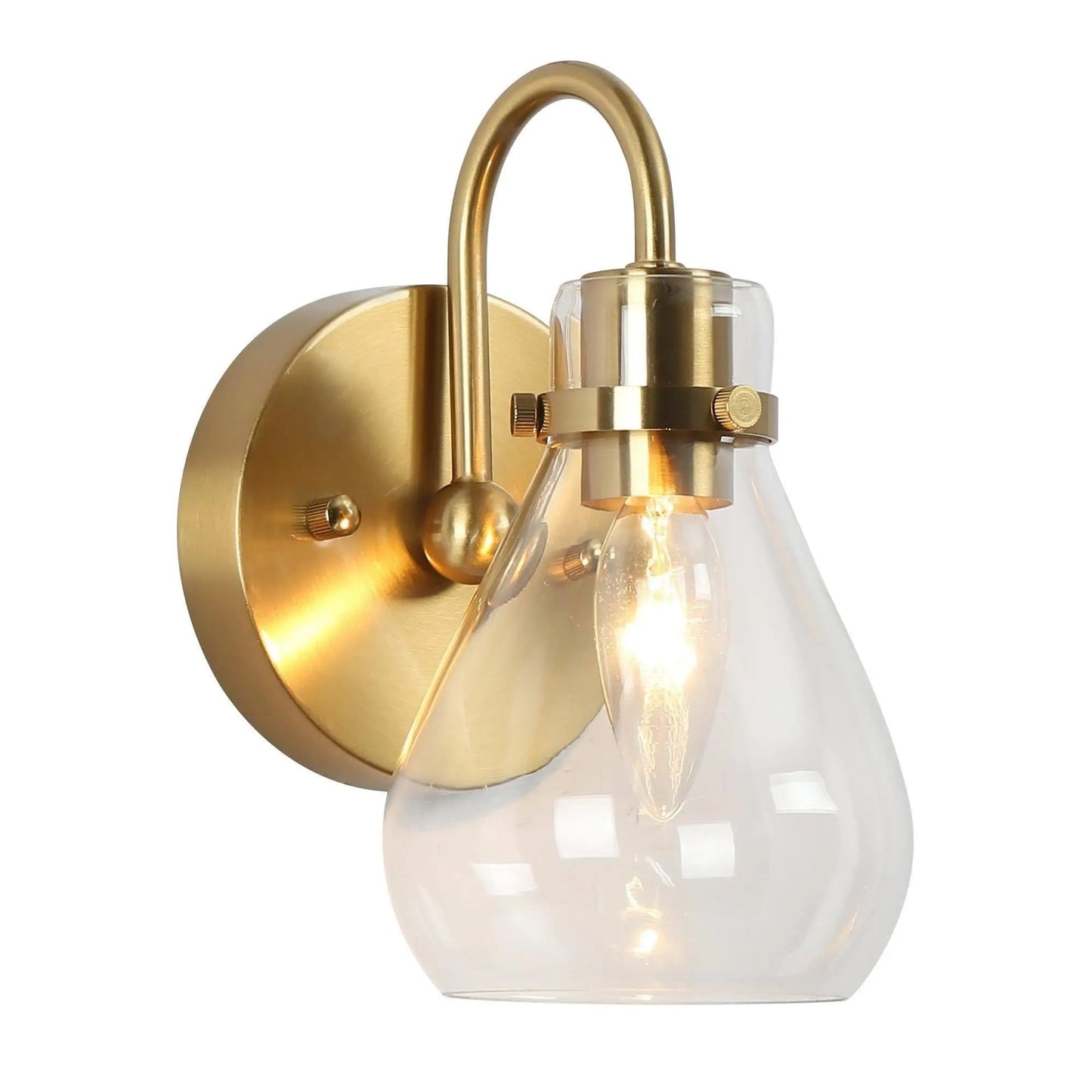 Thimbleweed 1-Light Modern Gold Bell Clear Glass Wall Sconces