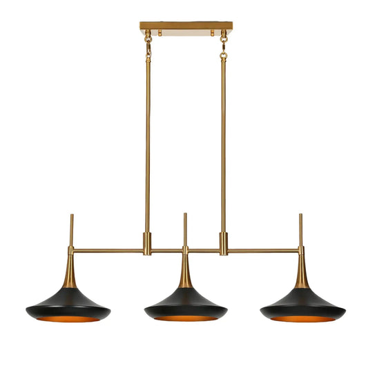 Phapricornus 3-Light 34.5-in Black&Gold Modern Linear Kitchen Island Light