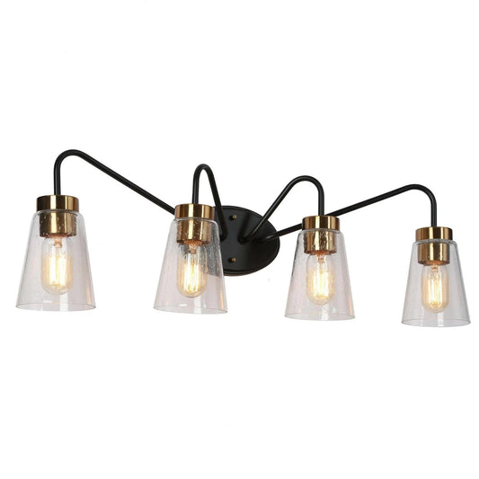 Neil 4-Light Black and Brass Vanity Light