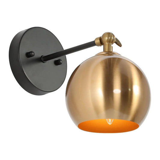 Semerisy 1-Light Modern Black and Gold Globe Wall Sconces