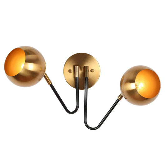 Semerisy 2-Light Modern Black and Gold Armed Wall Sconces