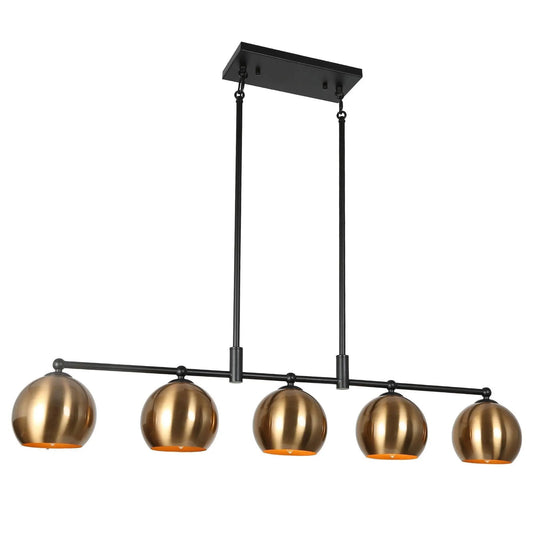 Semerisy 5-Light 38.5-in Black&Gold Modern Linear Kitchen Island Light