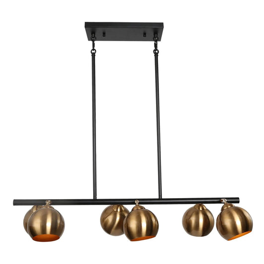 Semerisy 6-Light 31-in Black&Gold Modern Linear Kitchen Island Light