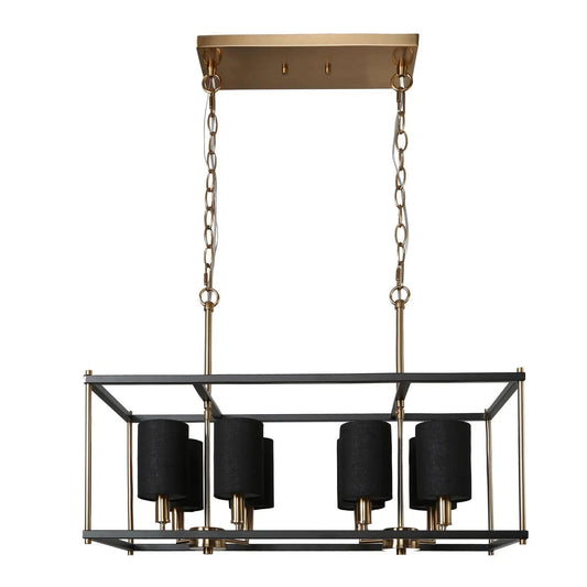 Calyptra 8-Light 26-in Black&Gold Modern Rectangle Kitchen Island Light