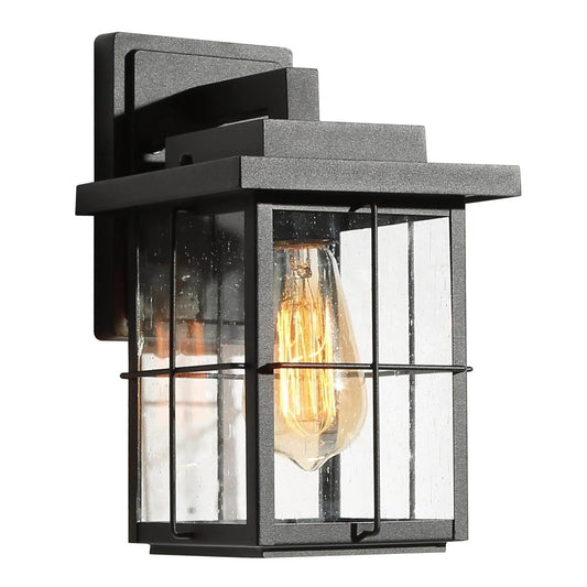 Stan 11"H 1-Light Black Outdoor Wall Lantern