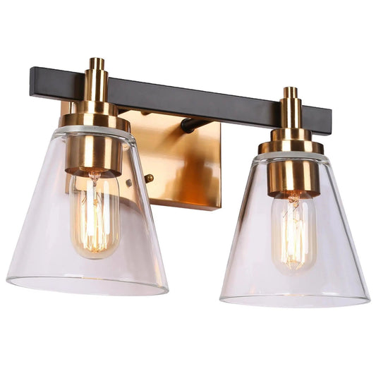 Temtocaxy 2-Light Black and Brass Vanity Light