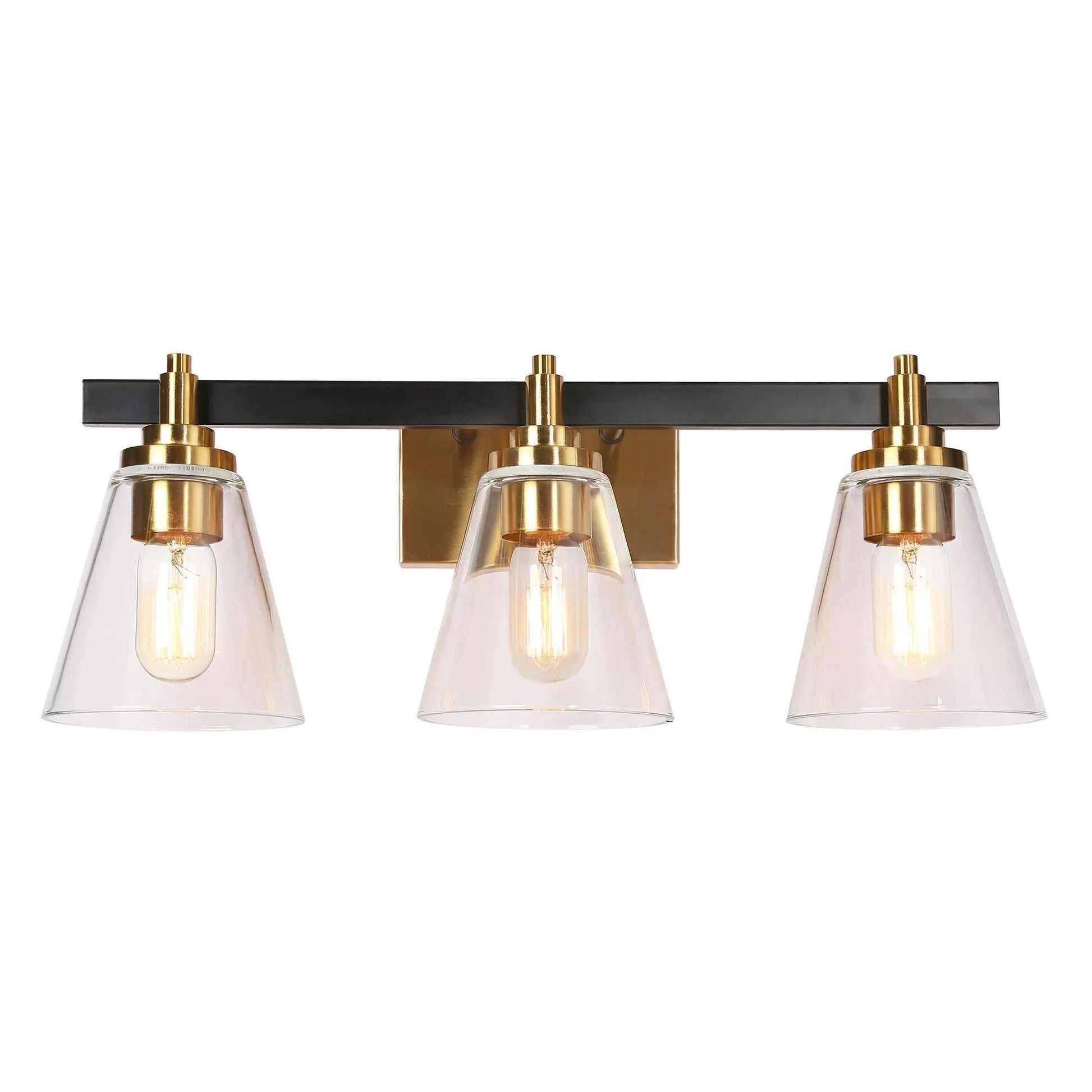 Temtocaxy 3-Light Black and Brass Vanity Light