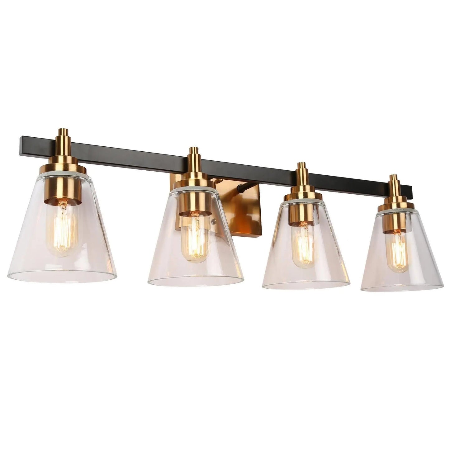 Temtocaxy 4-Light Black and Brass Vanity Light