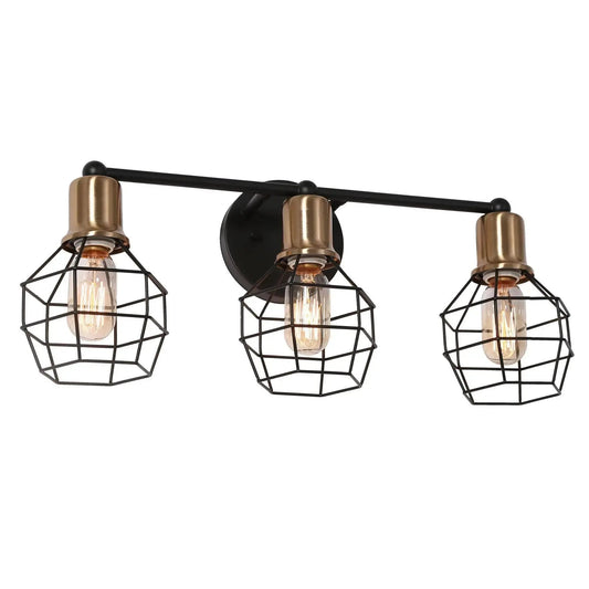 Twistarium 3-Light Black and Brass Vanity Light