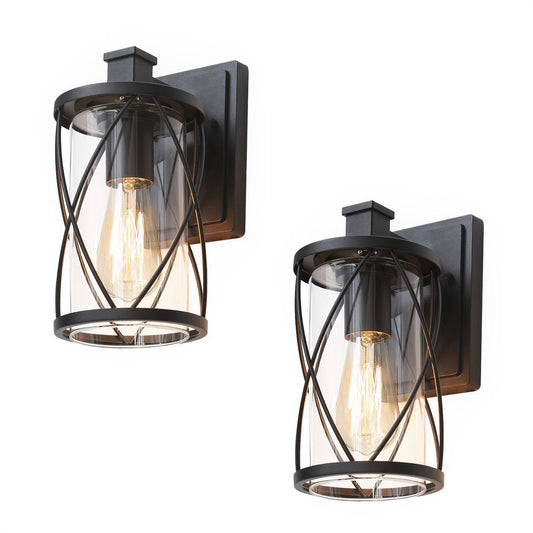 Oliver 11"H 1-Light Black Outdoor Wall Light Set of 2