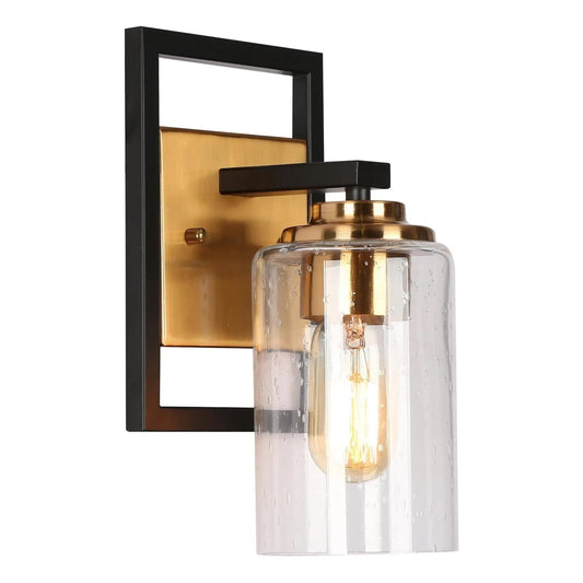 Hormosira 1-Light Modern Black & Gold Seeded Glass Wall Sconces