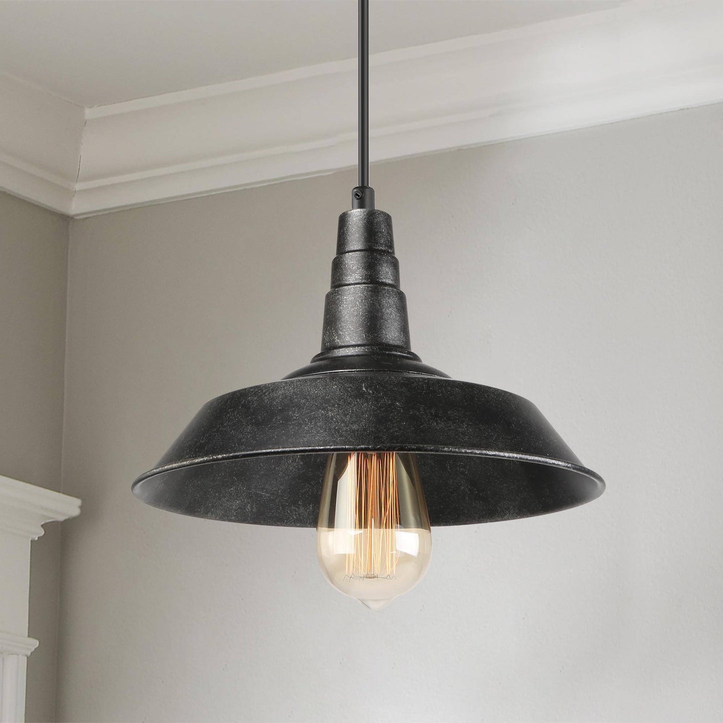 Yuchoy 1-Light 10" Black Industrial Dome Pendant Light Fixtures