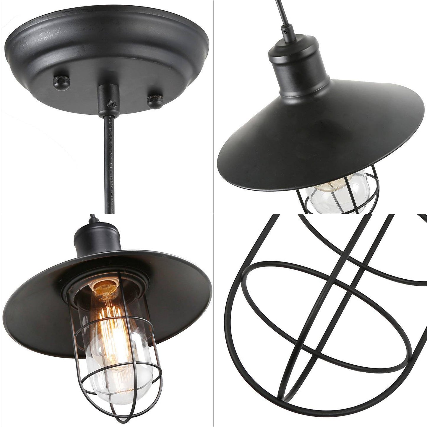 Tartaphele 1-Light Medium Black Farmhouse Pendant Light Fixtures