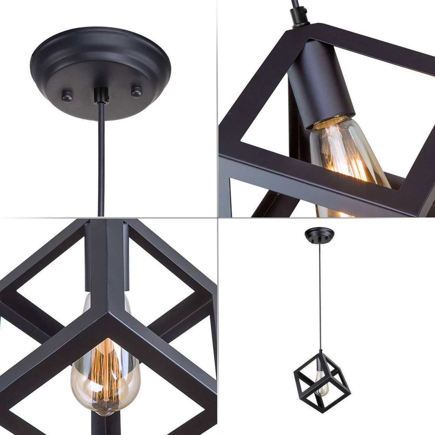 Malcolm 1-Light 6" Black Modern Geometric Pendant Light Fixtures