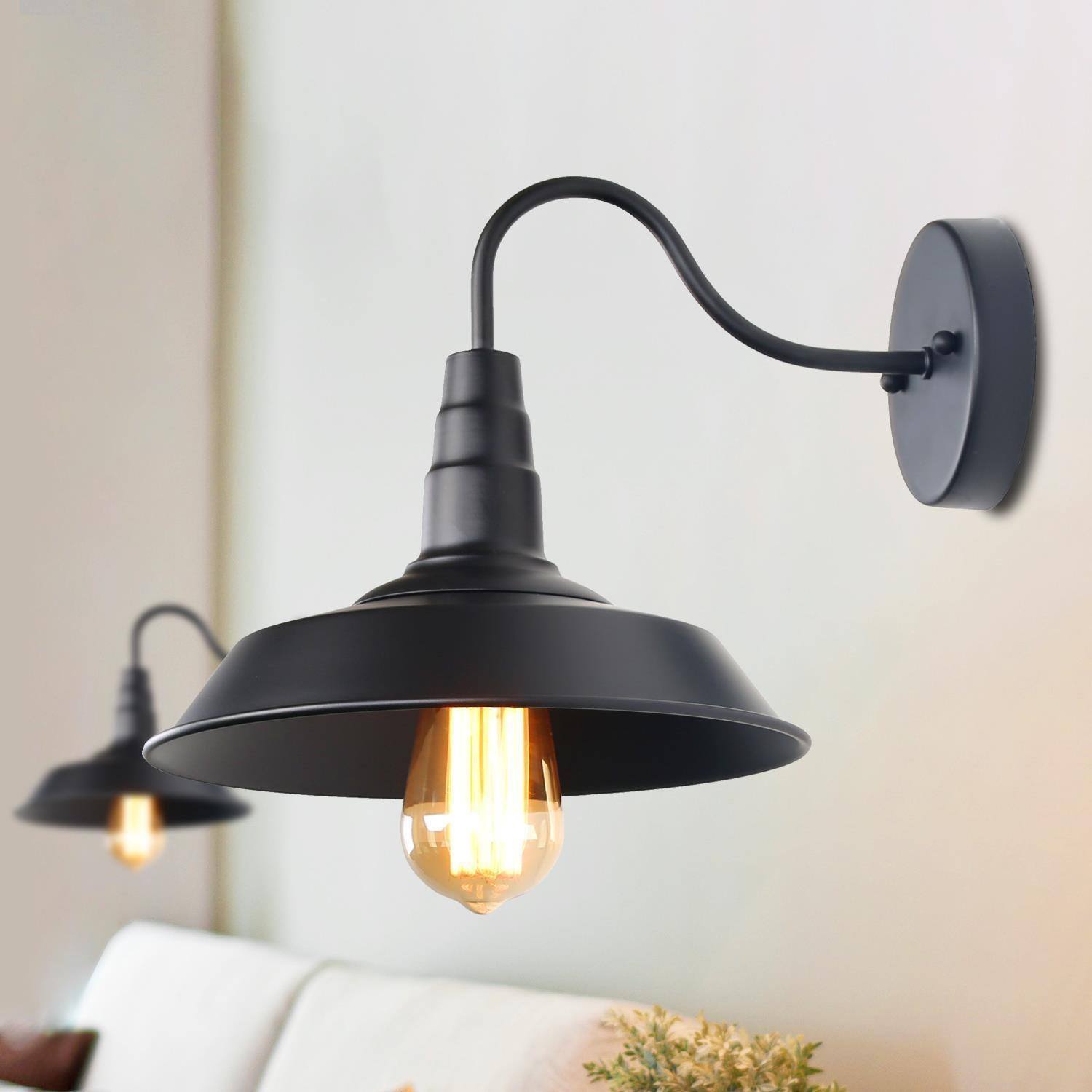 Rongerin 1-Light Farmhouse Barn Black Wall Sconce Light Set of 2