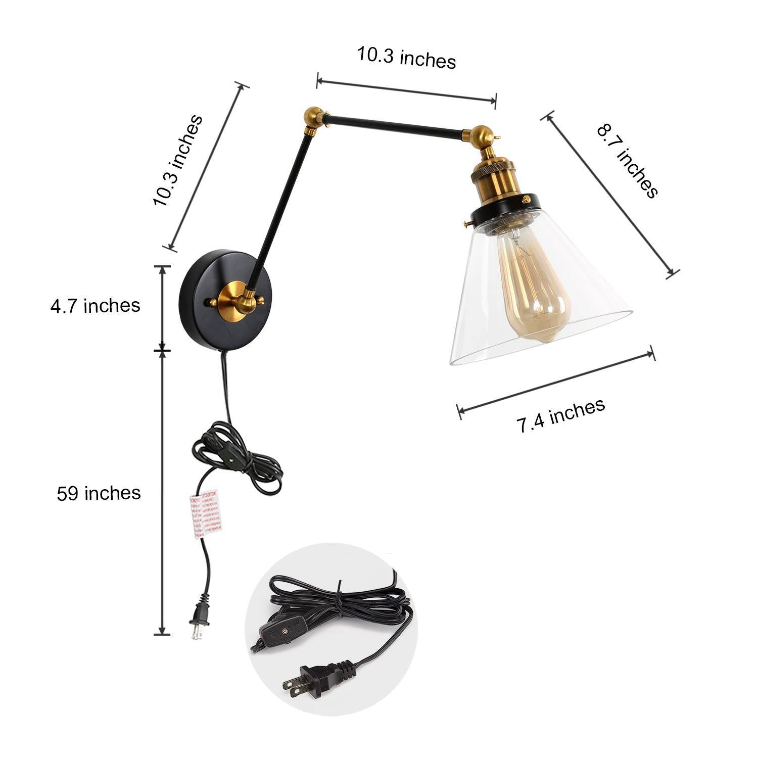 Wollemia 1-Light Industrial Black & Gold Swing Arm Wall Sconces