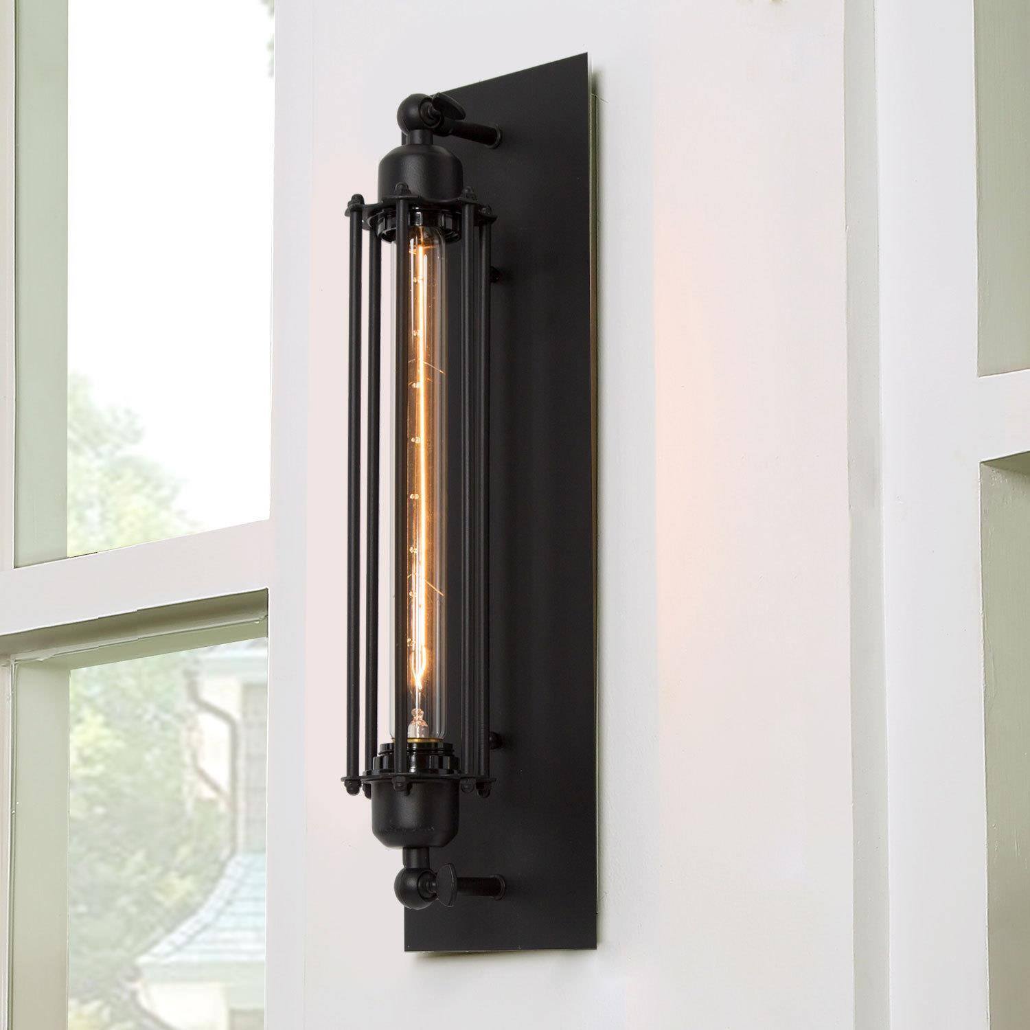 Malaprop 1-Light Industrial Black Wall Sconces