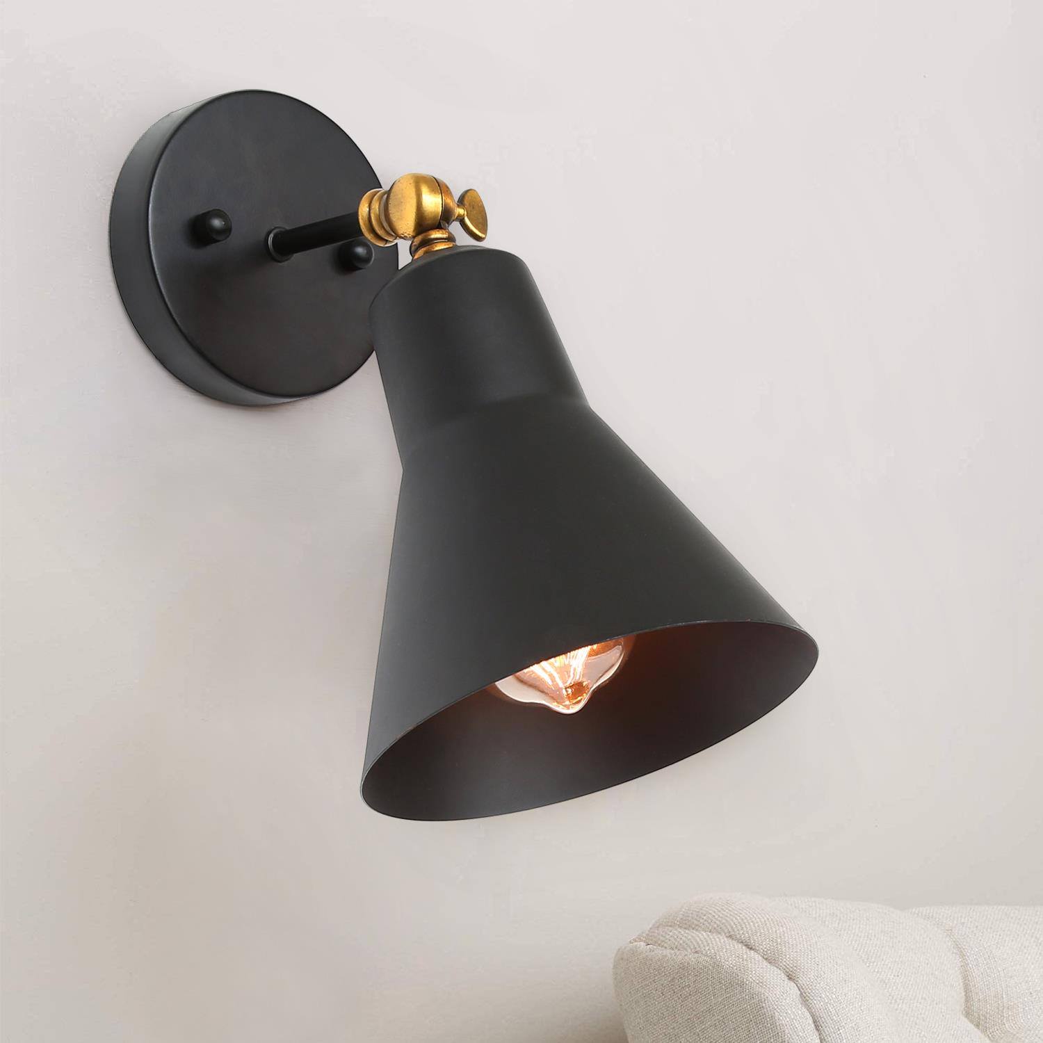 Alcyonium 1-Light Industrial Black Spot-Light Wall Sconces