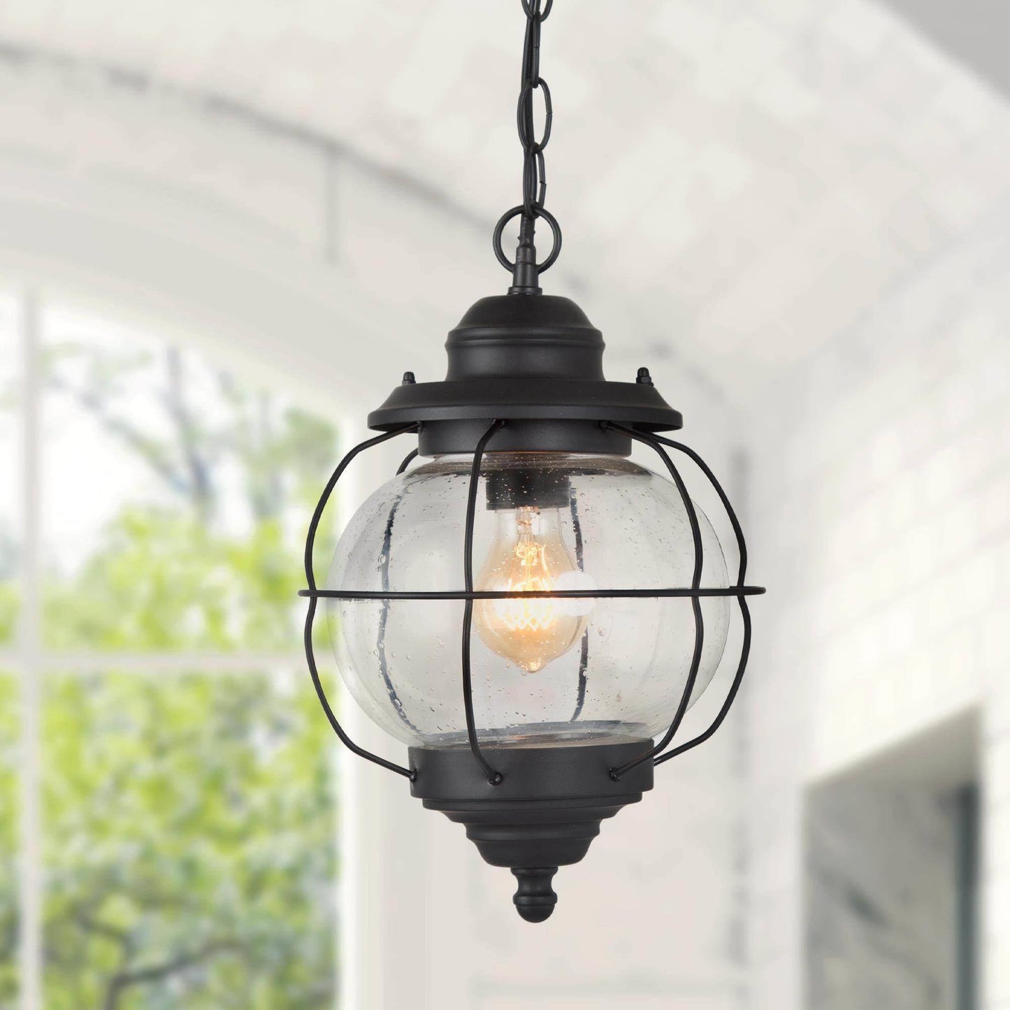 Edith 1-Light Mini Black Outdoor Pendant Light