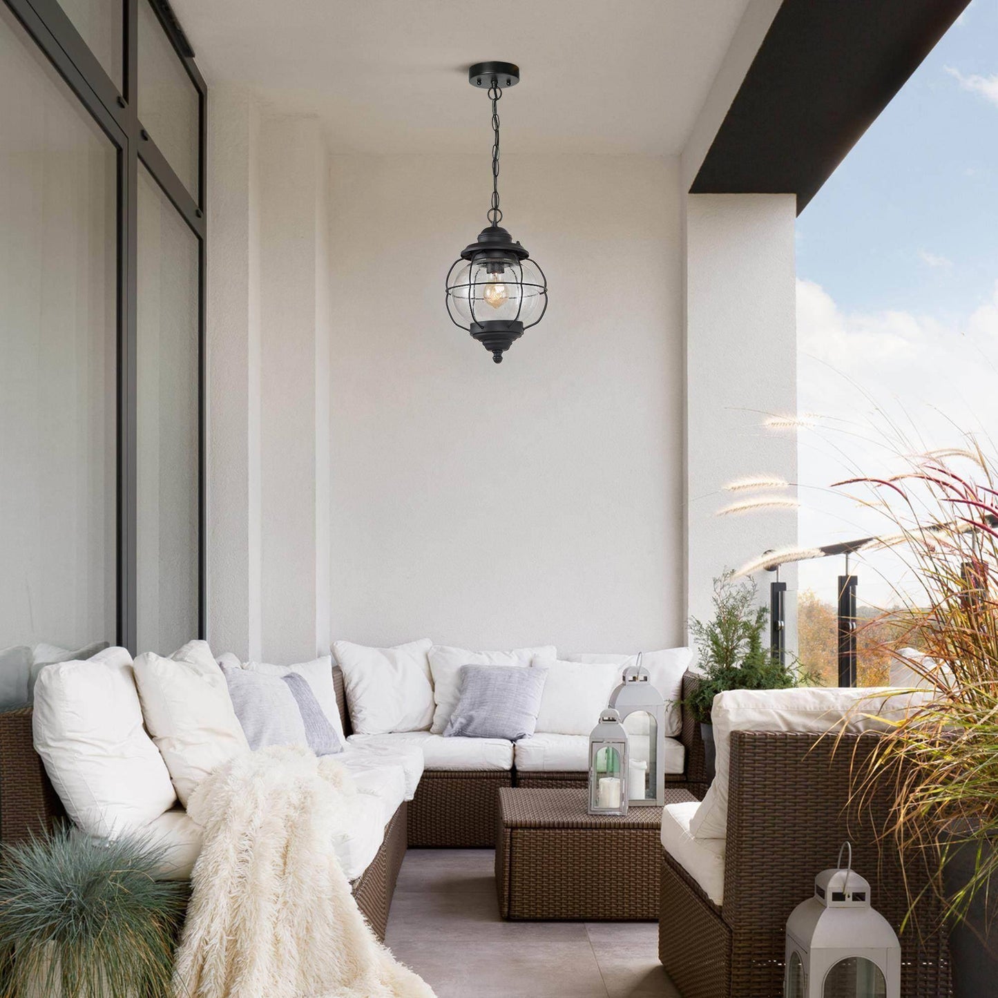 Edith 1-Light Mini Black Outdoor Pendant Light