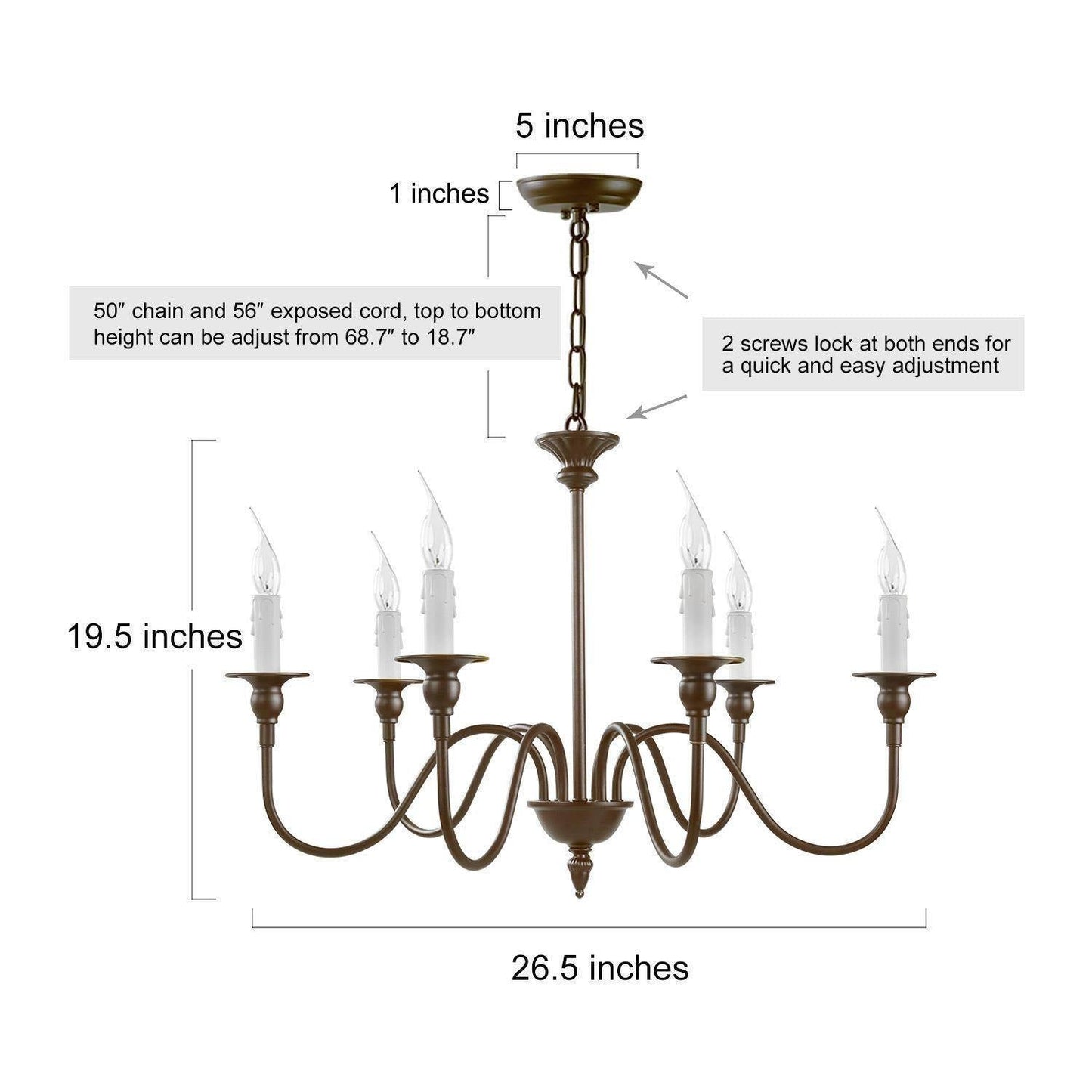 Tillandsia 6-Light Large Brown Chandelier