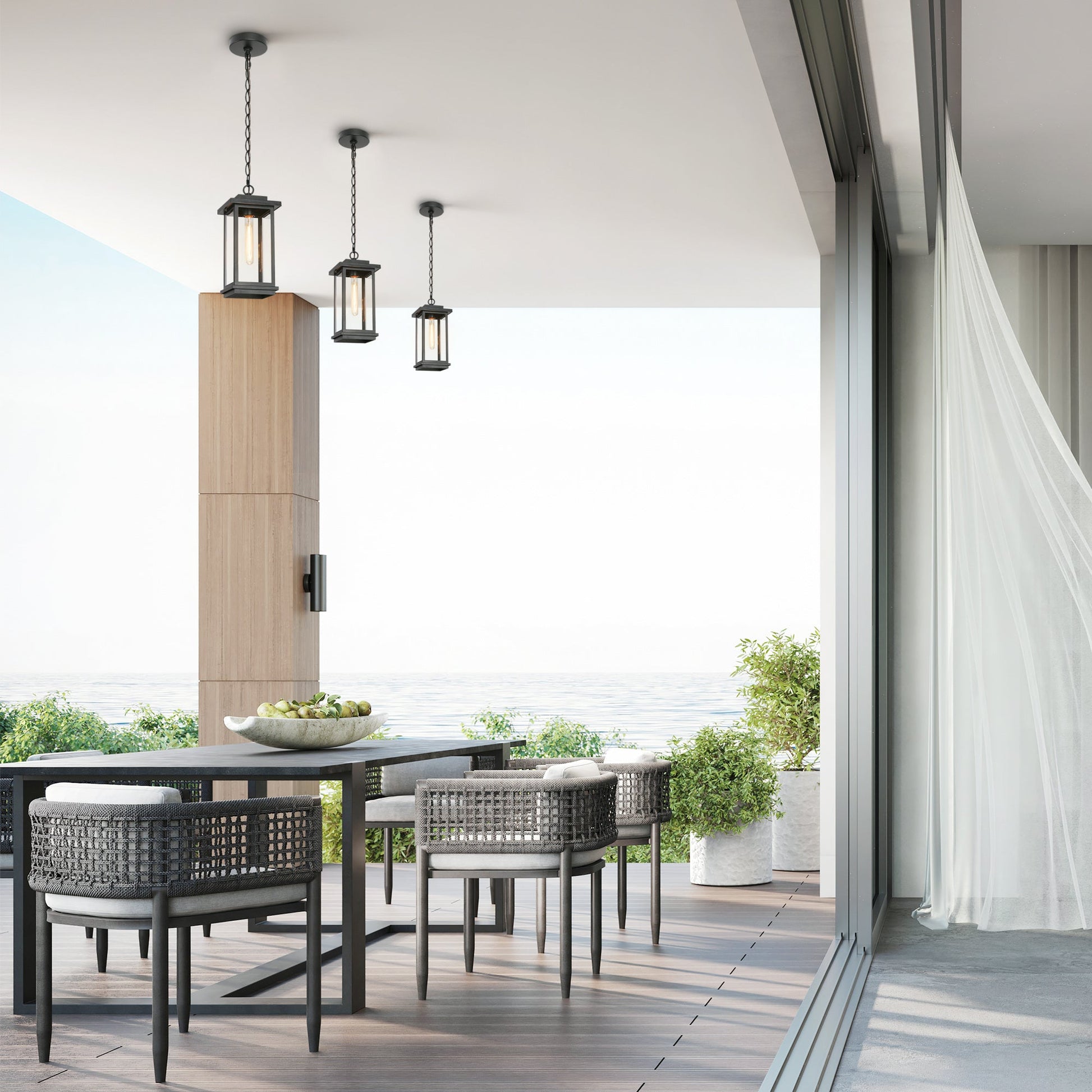 Melanthius 1-Light Mini Black Outdoor Pendant Light