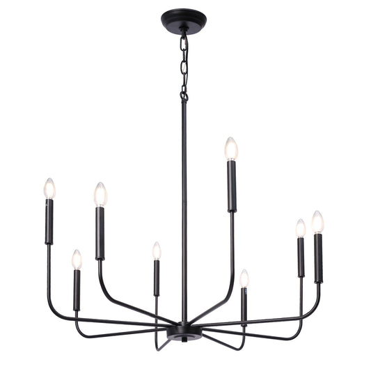 Askrlessi 8-Light Large Black Chandelier