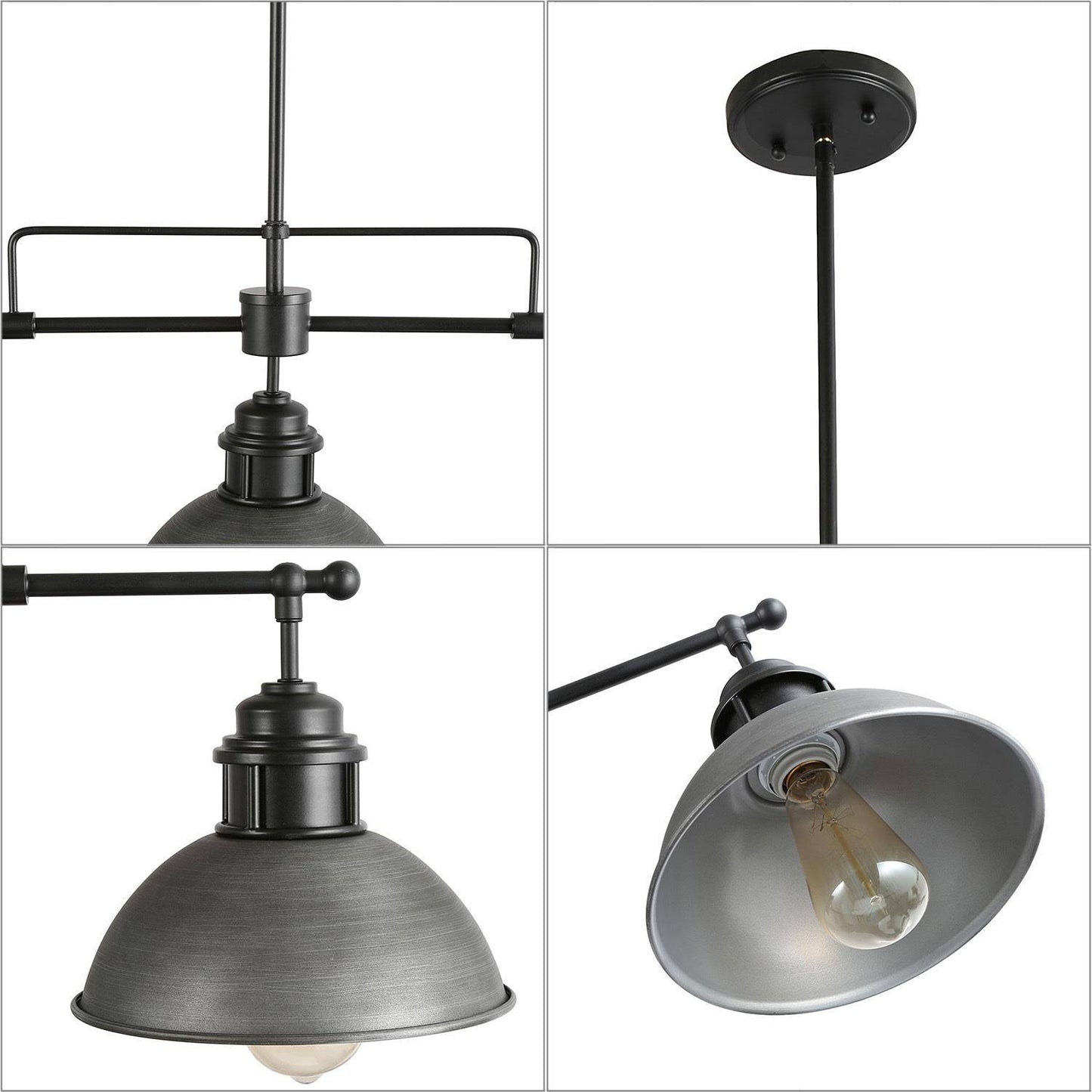 Abspinim 3-Light 36-in Gary Industrial Linear Kitchen Island Light