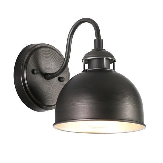 Abspinim 1-Light Industrial Black Dome Indoor Wall Sconces