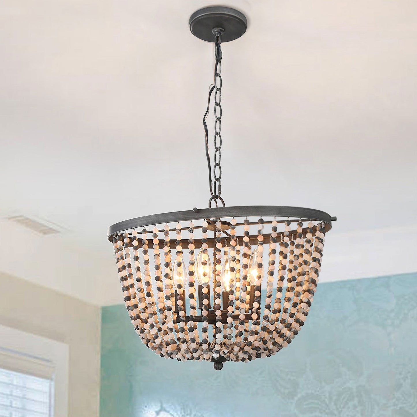 Lamtherm 4-Light Small Wood Chandelier