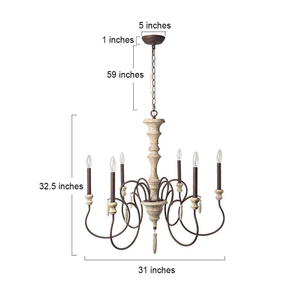 Maipurpghy 6-Light Large Wood Chandelier