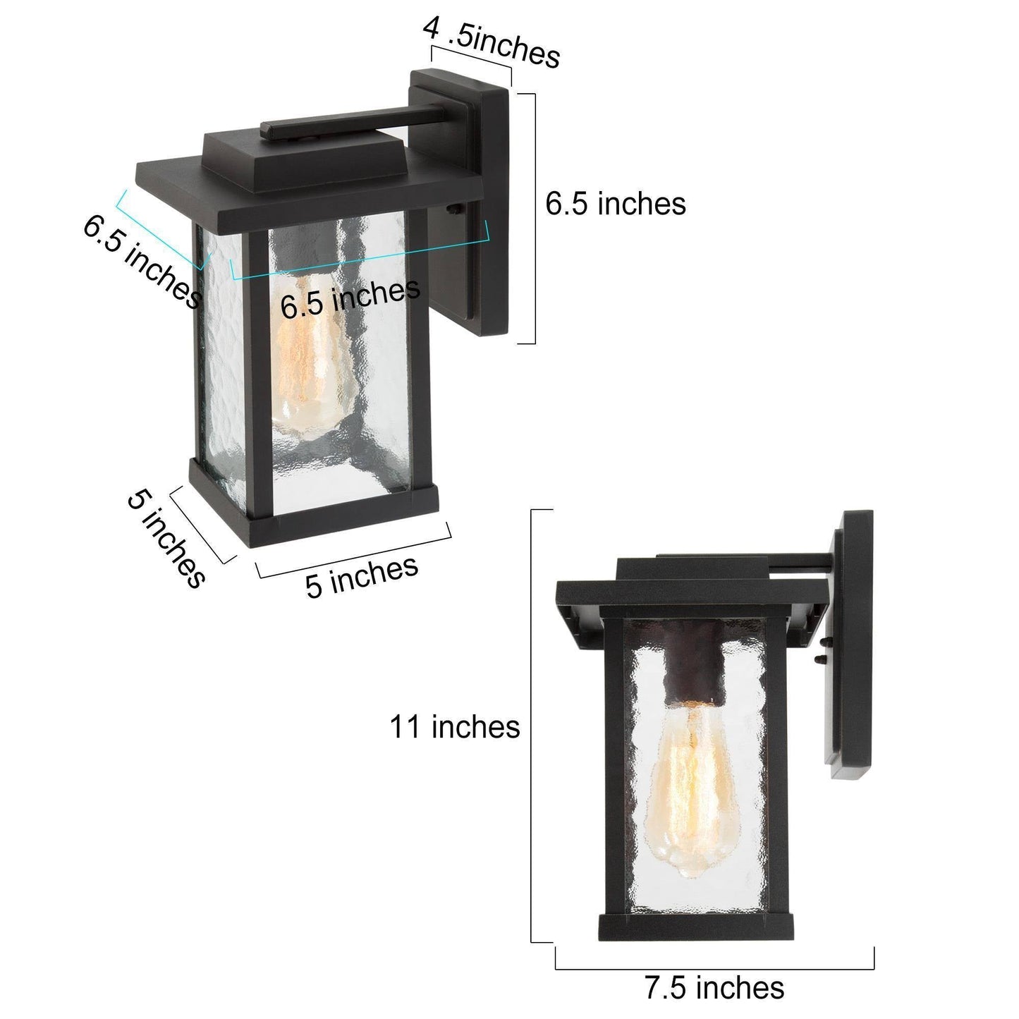 Mekaclasiqi 11"H 1-Light Black Outdoor Wall Lantern