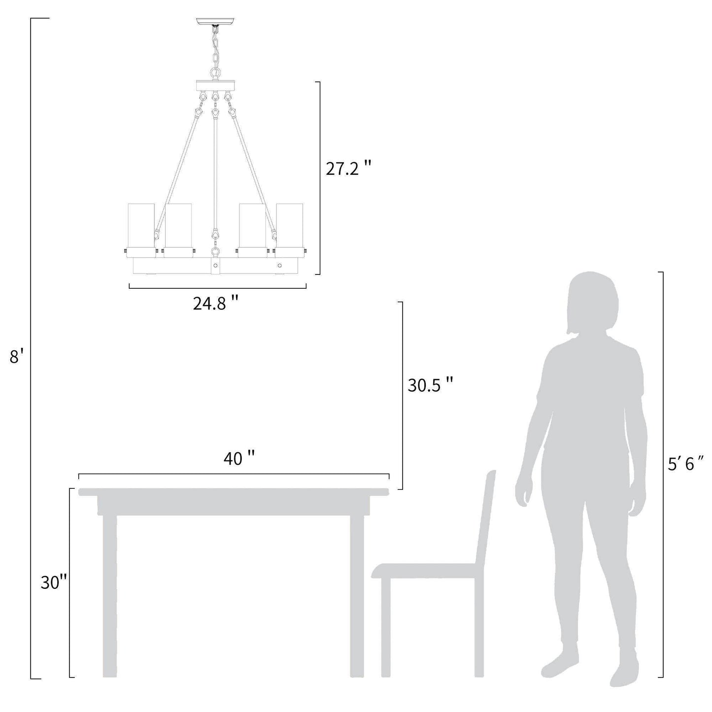 Trogir 6-Light Medium Wood Chandelier