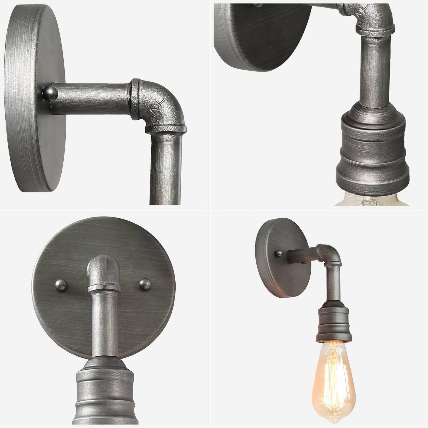 Santinate 1-Light Industrial Gray Bulb-Shape Wall Sconces