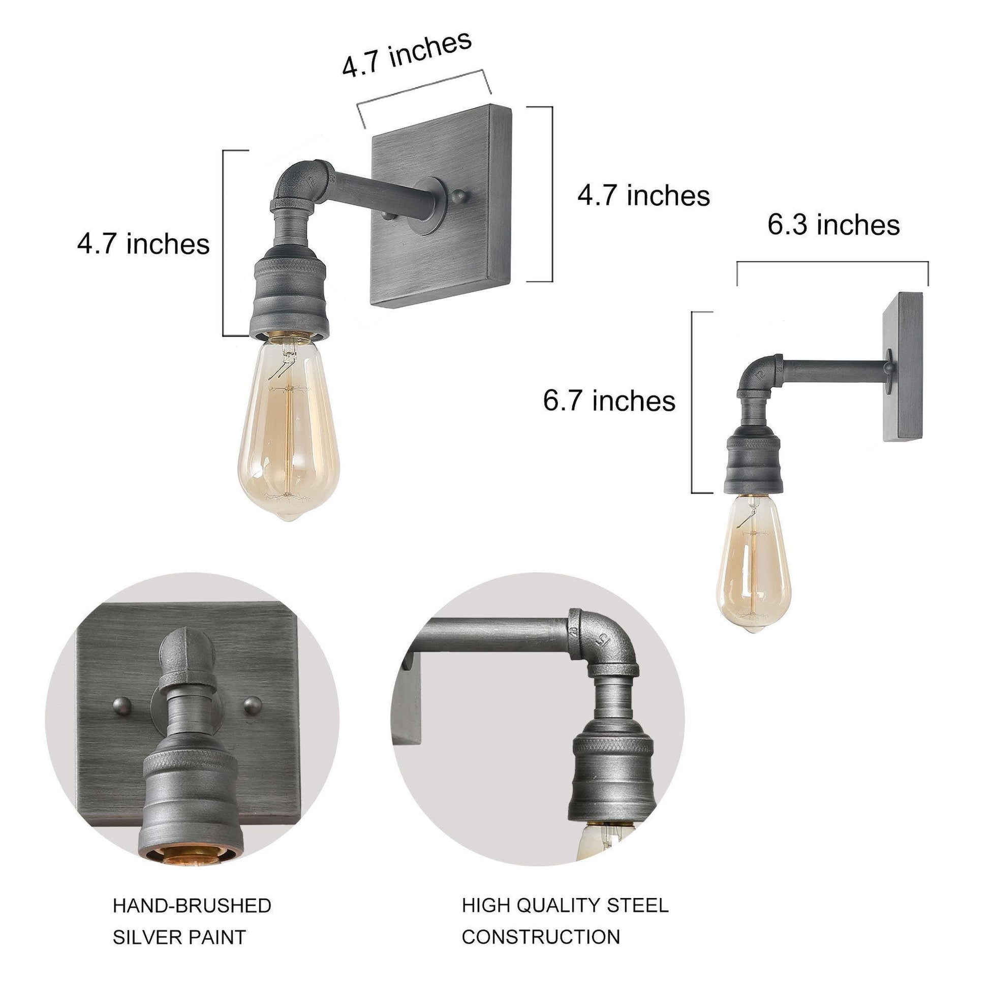 Santinate 1-Light industrial Gray Bulb-Shape Wall Sconces