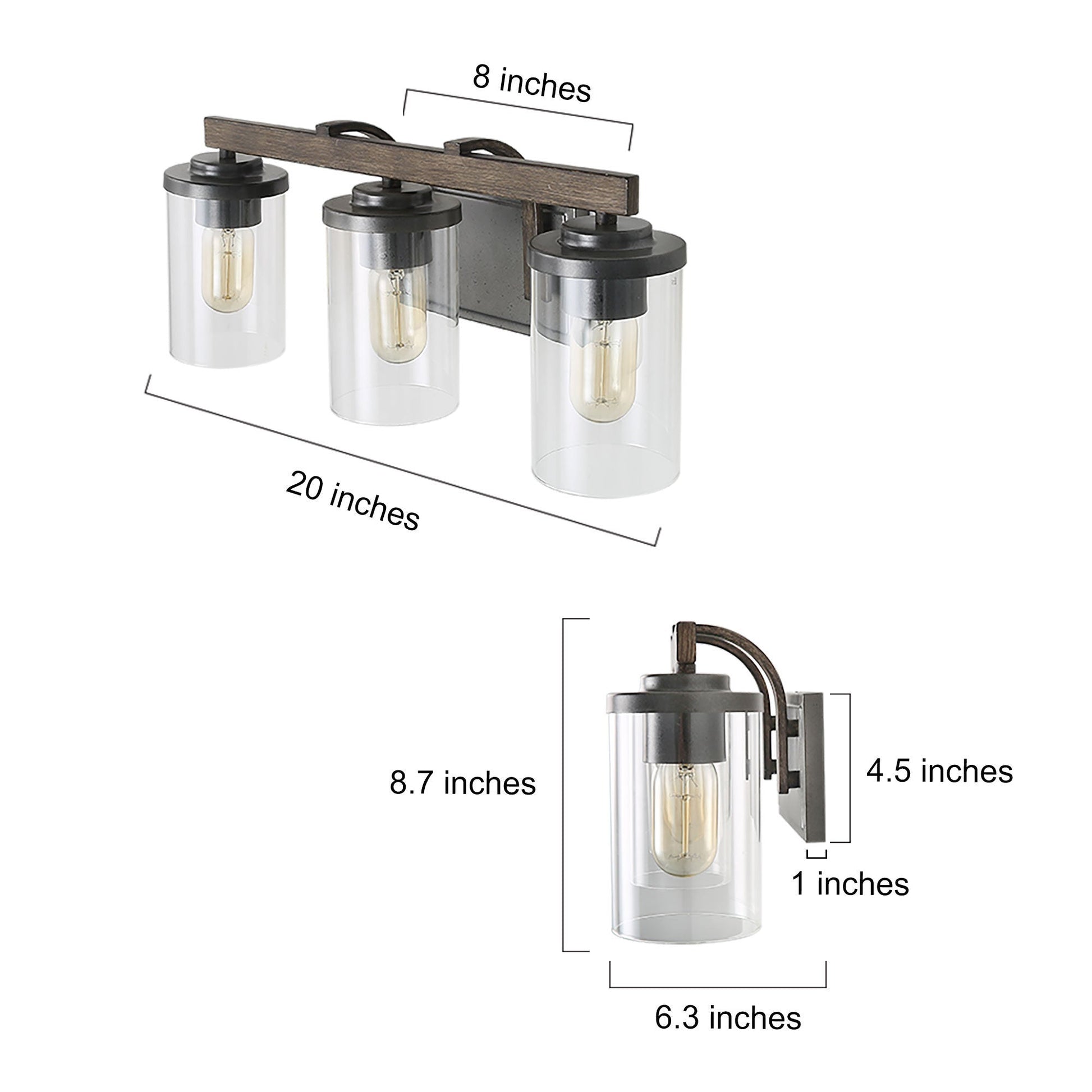 Sturgeon 3-Light Rust Vanity Light