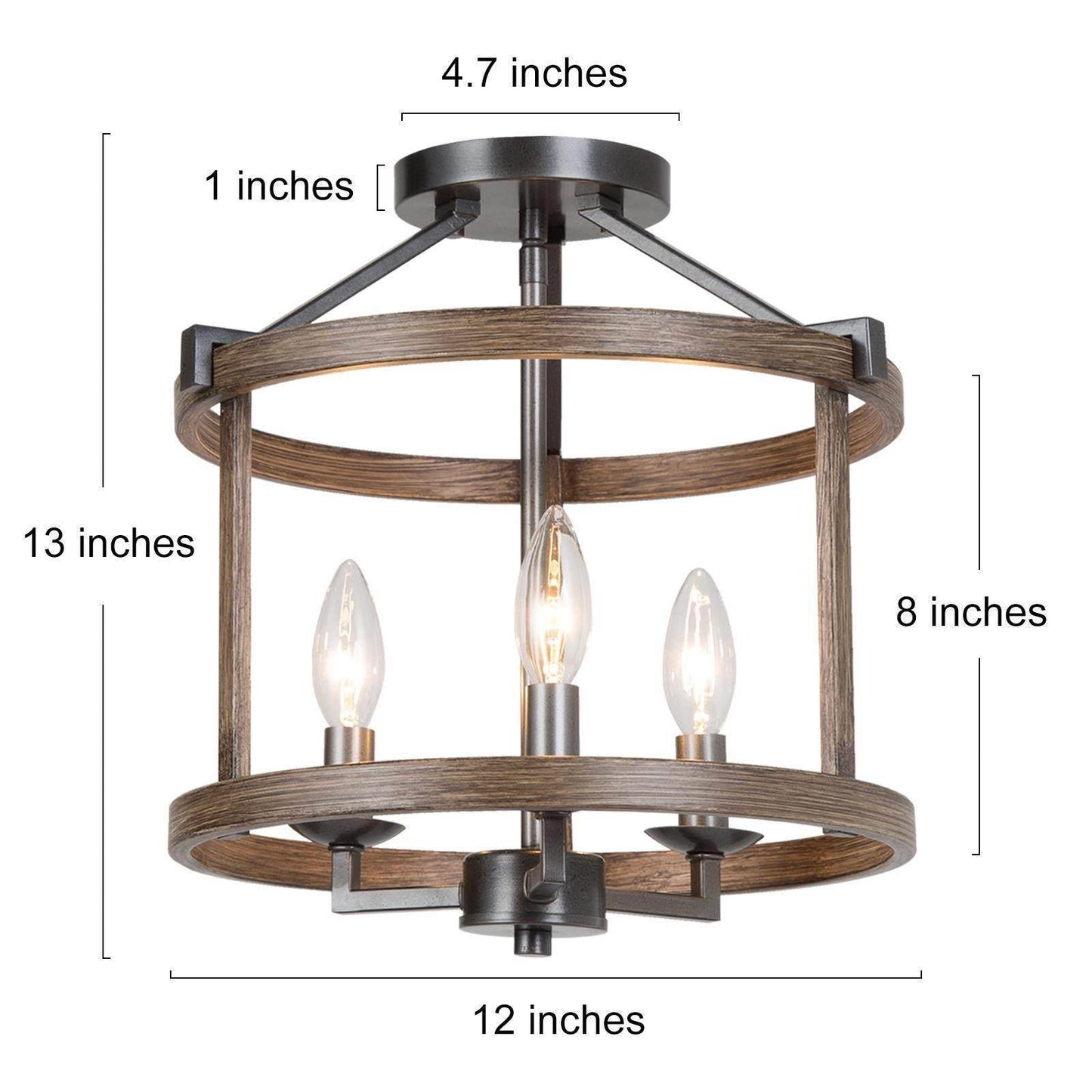 Sturgeon 3-Light Mini Wood Semi-Flush-Mount Light