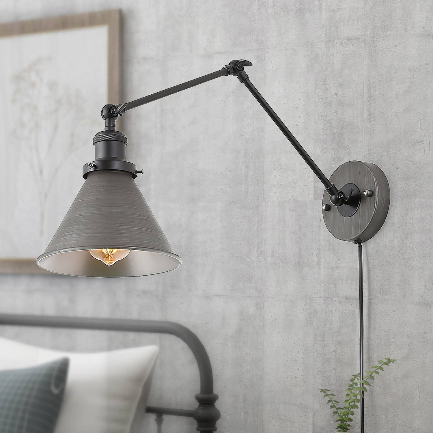 Wollemia 1-Light Industrial Silver Swing Arm Wall Sconces