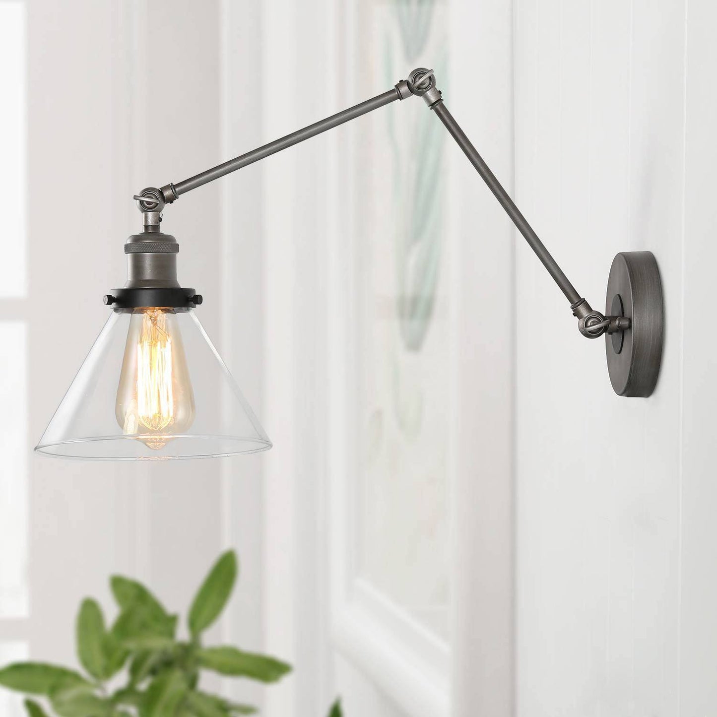 Wollemia 1-Light Industrial Silver Swing Arm Wall Sconces