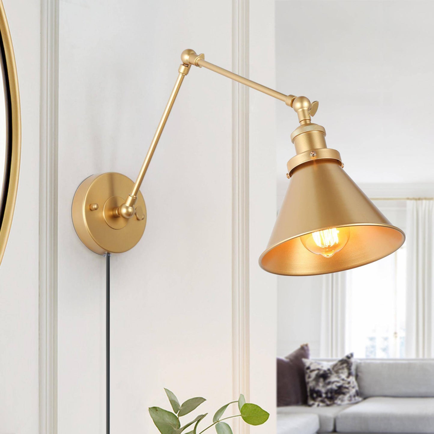 Wollemia 1-Light Modern Gold Swing Arm Wall Sconces