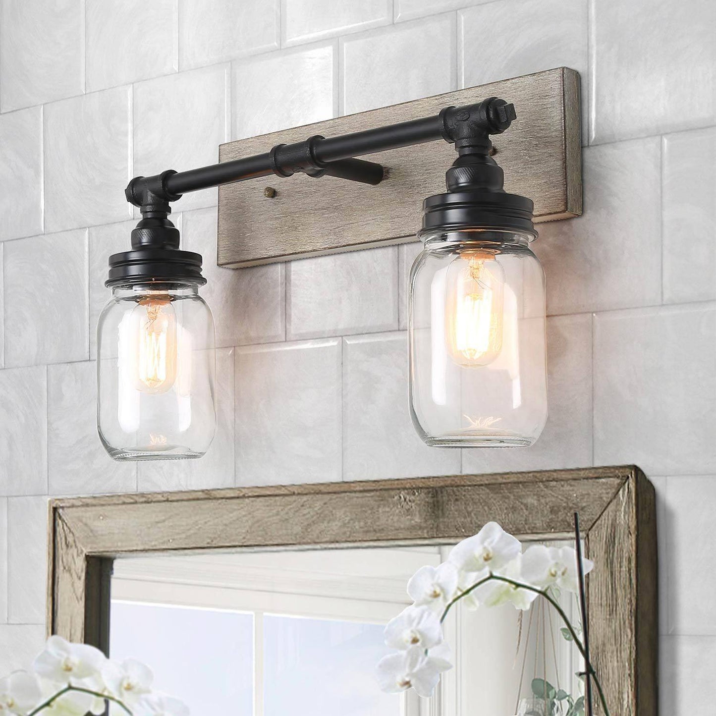 Nettles 2-Light Wood Vanity Light