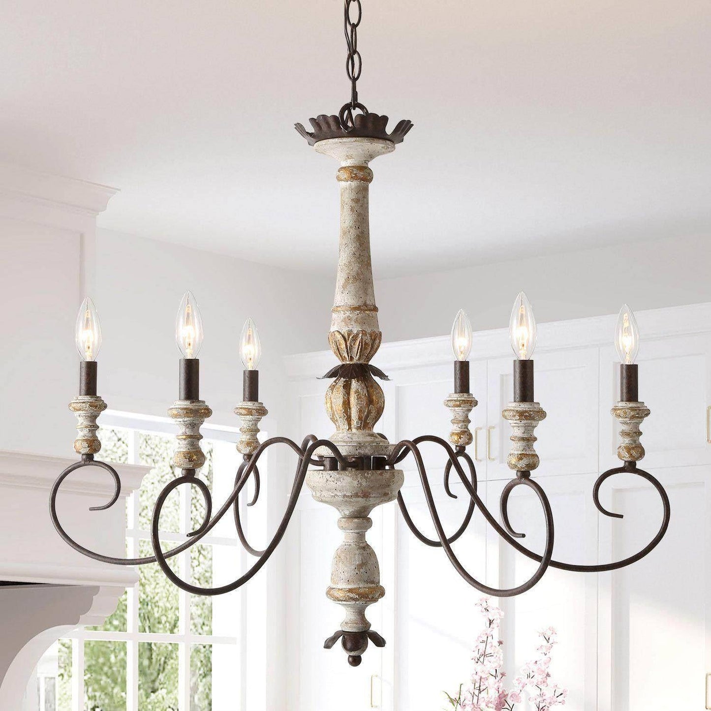 Aticuspo 6-Light Large Wood Chandelier