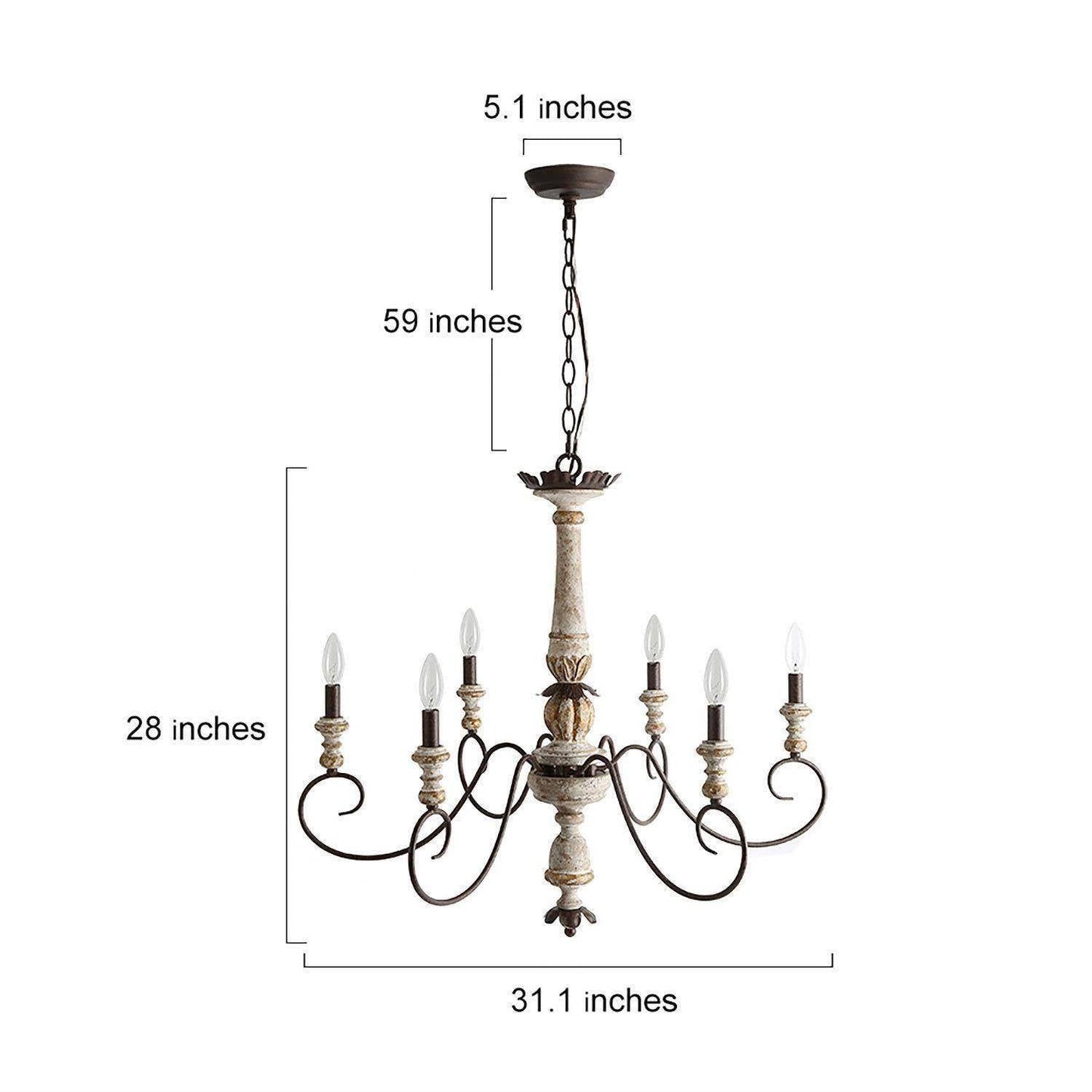 Aticuspo 6-Light Large Wood Chandelier