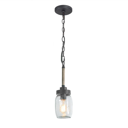 Modern Farmhouse 1-Light Faux-wood Mason Jar Pendant Light