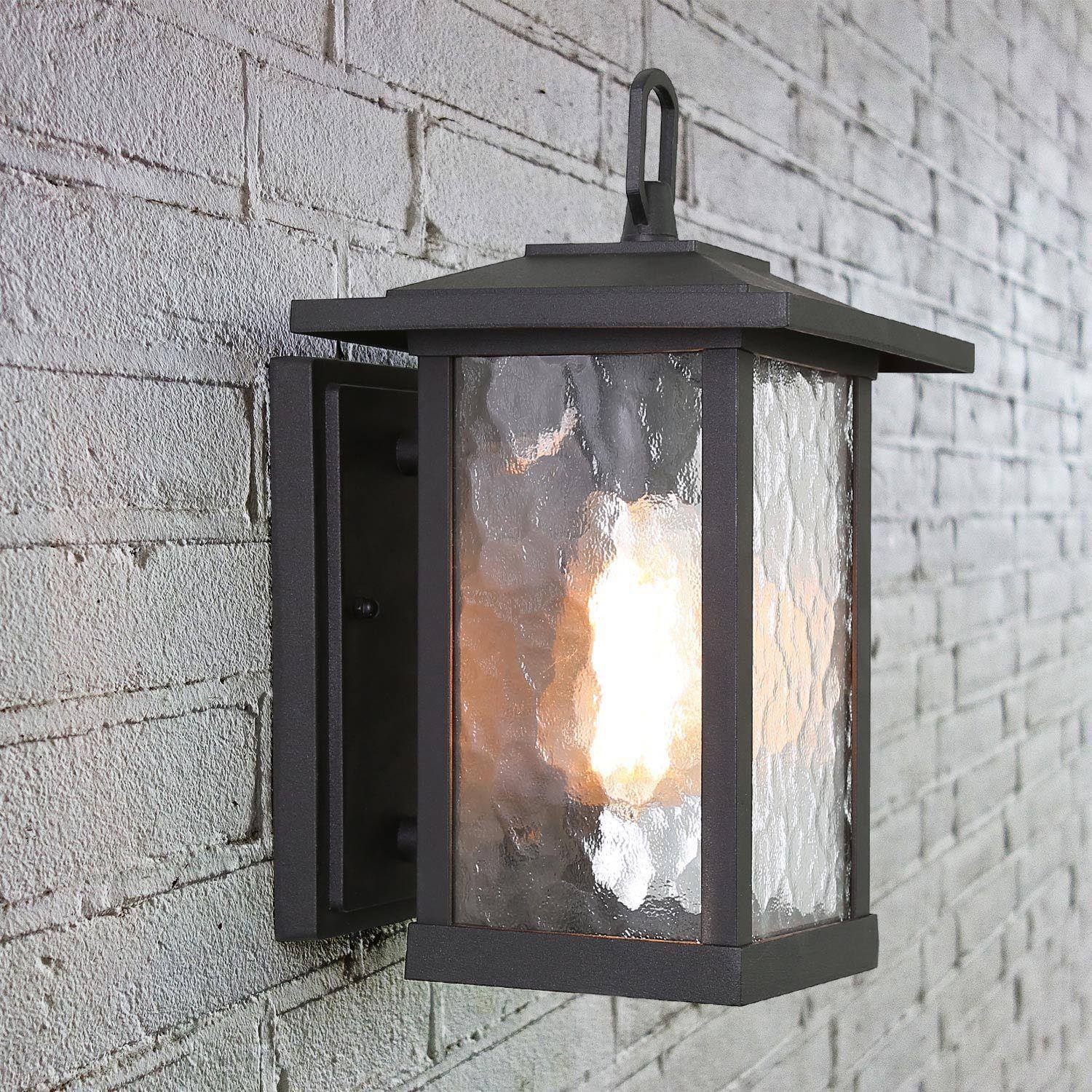 Deporing 12"H 1-Light Black Outdoor Wall Light