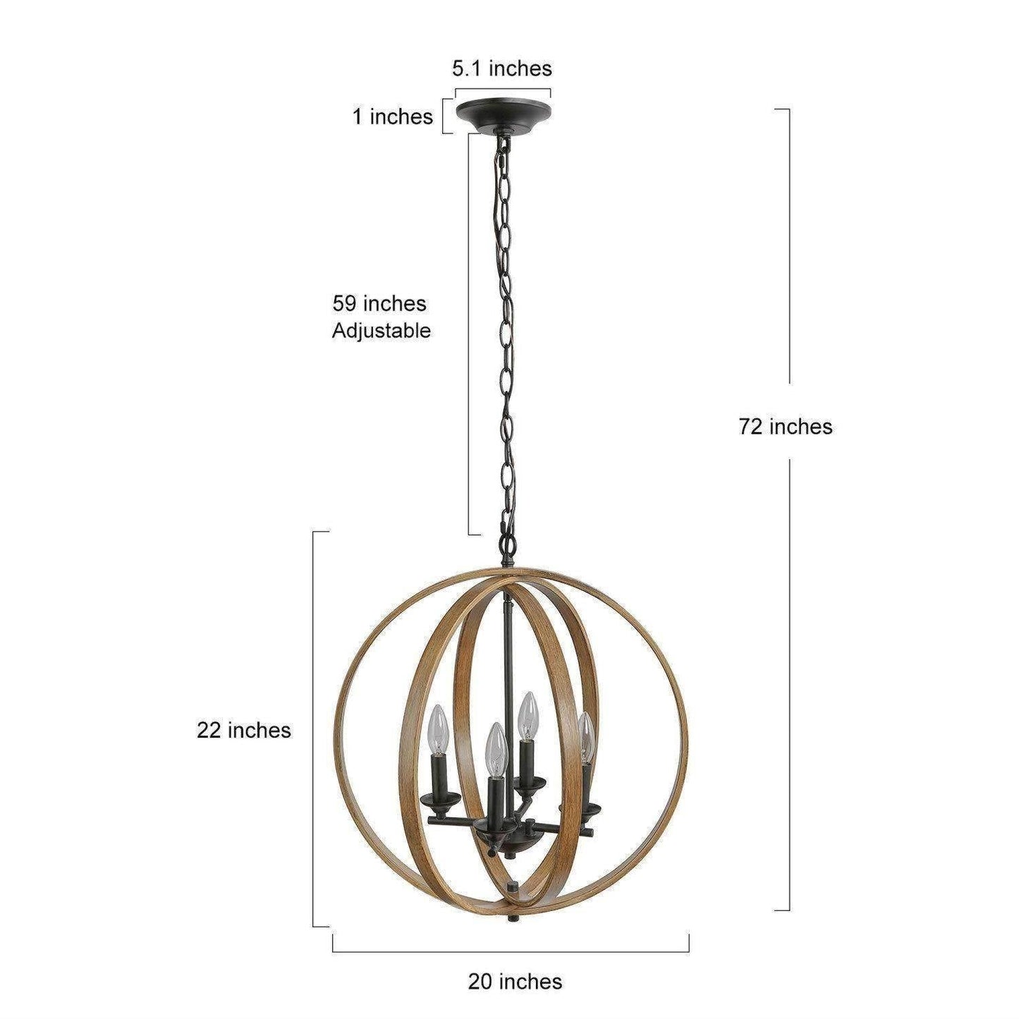 Souhaitina 4-Light Small Wood Chandelier